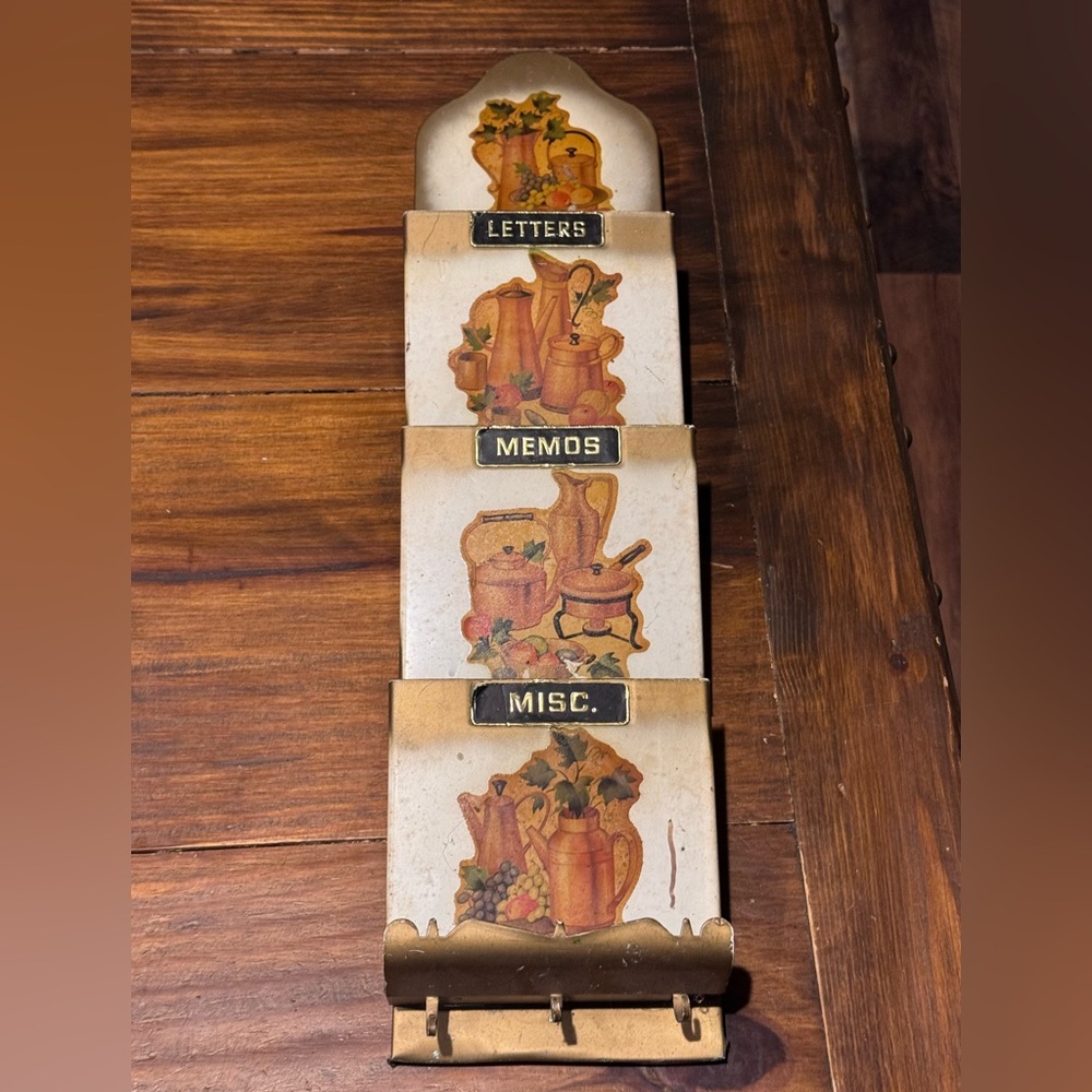 vintage metal mail sorter wall hanging organizer retro MCM